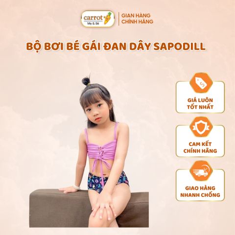 Bộ Đồ Bơi Bé Gái Đan Dây SAPODILL Màu Tím, Đồ Bơi Bé Đi Biển