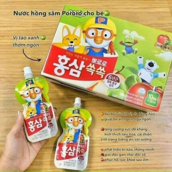 Nước Hồng Sâm PORORO Hàn Quốc Cho Bé Từ 3 Tuổi - Tăng Đề Kháng, Giải Đọc Gan, Hấp Thụ Thức Ăn - 100ml