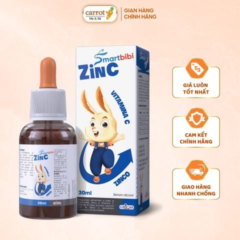 Kẽm Smartbibi Zinc Chai 30ml, Siro Hỗ Trợ Cải Thiện Tình Trạng Biếng Ăn Cho Bé - Mẹ Và Bé Carrot