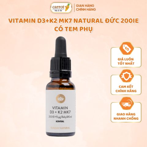 Vitamin Cho Bé  D3 K2 MK7 Sunday Nature Giúp Tăng Chiều Cao Cho Bé