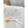 Set 2 Thìa Báo Nóng Hồng, Cam, Muỗng Ăn Dặm Cho Bé Kèm Hộp