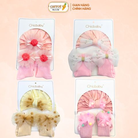 Set Mũ Turban Kèm Tất  CHICBABY Nhiều Mẫu Xinh Xắn Đáng Yêu Cho Bé Sơ Sinh 0-12 Tháng