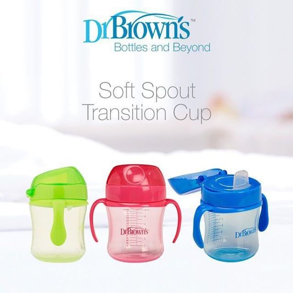Ca Tập Uống Dr.Brown's Đầu Mềm - 180ml, Nhiều Màu Cho Bé