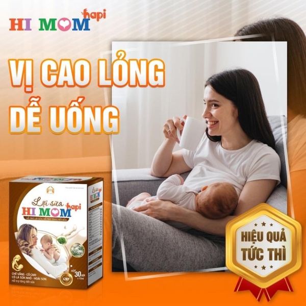 Lợi Sữa HI MOM HAPI Hộp 30 Gói/10mL, Hỗ Trợ tăng Tiết Sữa, Giảm Nguy Cơ Tắc Tuyến Sữa