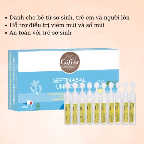 Nước Muối Sinh Lý Gifrer Septinasal Tép Vàng Sổ Mũi Pháp Hộp 20 Tép*5ML