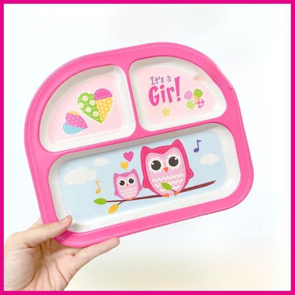 Khay Ăn Dặm Sợi Tre 3 Ngăn, Chất Liệu Cao Cấp, An Toàn Cho Bé