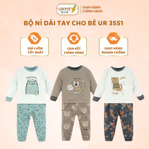 Bộ Dài Tay Nỉ Ualarogo UR3551, Bộ Nỉ Hoạ Tiết Dễ Thương Cho Bé