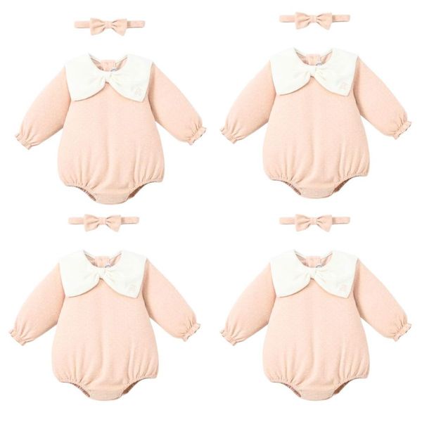 Set Body Dài Kèm Băng Đô Nơ Hồng Chấm Bi Nous 0-12M