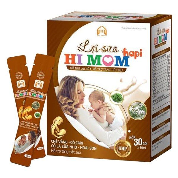 Lợi Sữa HI MOM HAPI Hộp 30 Gói/10mL, Hỗ Trợ tăng Tiết Sữa, Giảm Nguy Cơ Tắc Tuyến Sữa