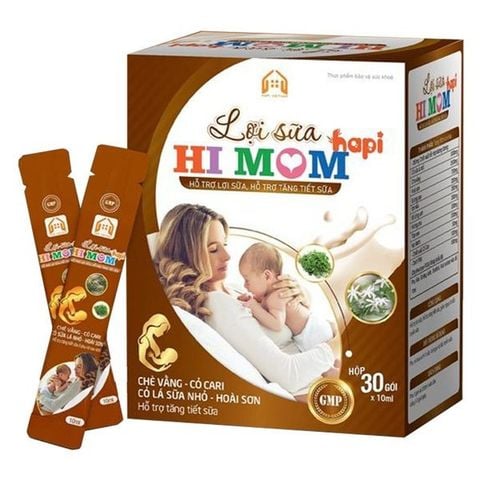 Lợi Sữa HI MOM HAPI Hộp 30 Gói/10mL, Hỗ Trợ tăng Tiết Sữa, Giảm Nguy Cơ Tắc Tuyến Sữa