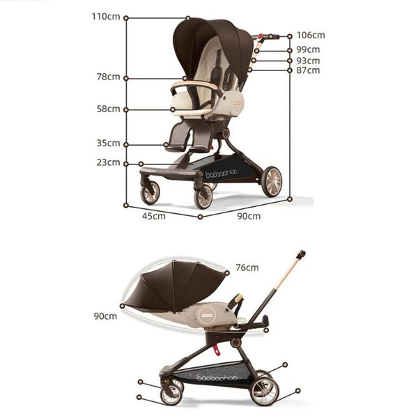 Xe Đẩy Gấp Gọn BAOBAOHAO V9 Đẩy 2 Chiều 3 Tư Thế, Xoay 360 Độ - Hàng Chính Hãng