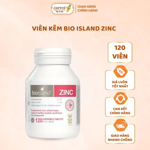 Kẽm Bio Island ZinC - Viên Bổ Sung Kẽm Cho Bé 120 Viên - Siêu Thị Mẹ Và Bé Carrot