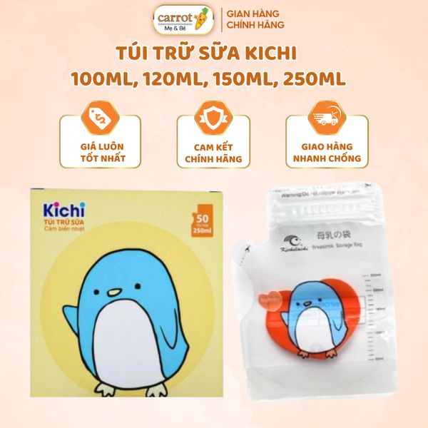 Túi Trữ Sữa Kichilachi,  Khóa Zip Chắc Chắn Chống Rò Rỉ 100ML Đến 250ML, Hoạ Tiết Ngẫu Nhiên