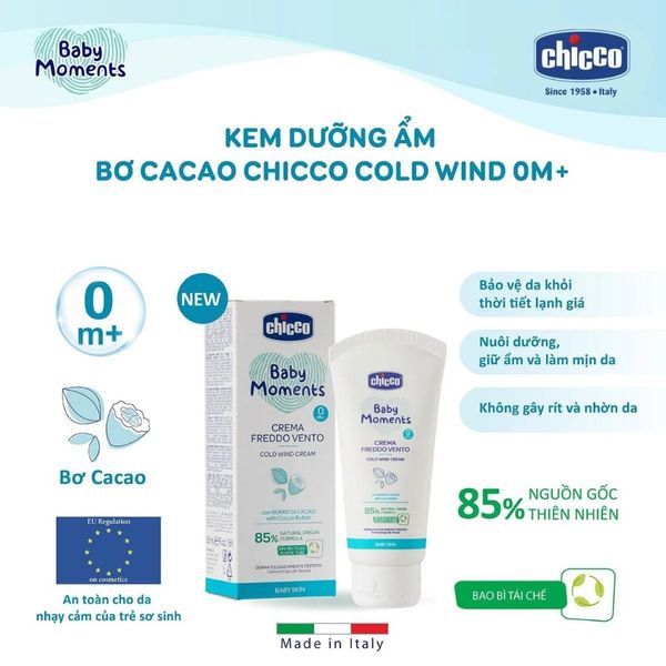Kem Dưỡng Ẩm Bơ Cacao Chicco Cold Wind 0M+ 50ml