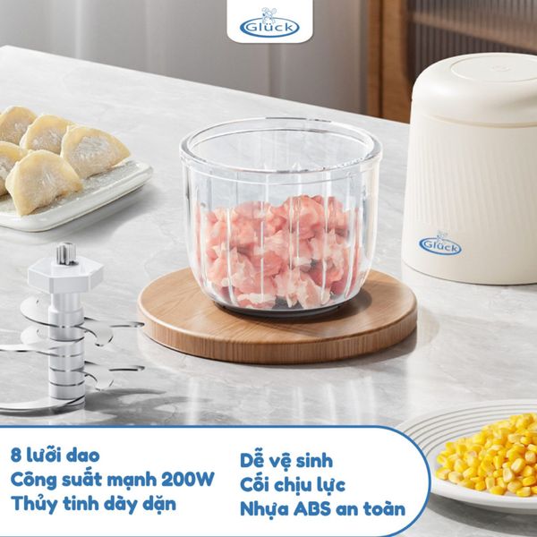 Máy Xay Ăn Dặm Gluck GN12 0,3L Máy Xay 8 Lưỡi Đa Năng, Máy Xay Thịt