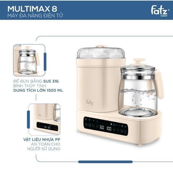 Máy Triệt Trùng Sấy Khô, Máy Đun Và Hâm Nước Pha Sữa Đa Năng Multimax 8 - FB9022BK