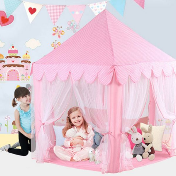 Lều Công Chúa Cho Bé Kiểu Dáng Lục Giác Hàn Quốc Có Rèm Che, Lều Lục Giác Princess Castle
