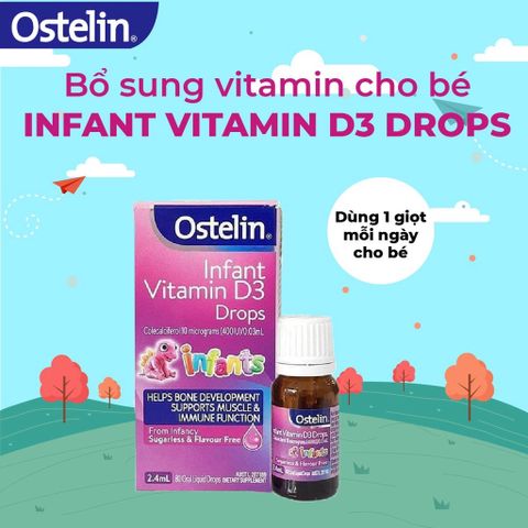 Vitamin D3 Drops Ostelin 2,4ML Của Úc  Dạng Nhỏ Giọt, D3 Cho Bé