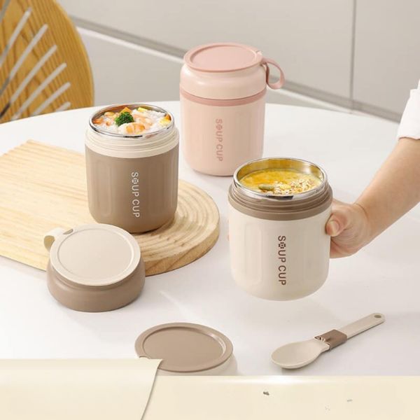 Bình Ủ Cháo Breakfast Cup Có Dung Tích 480ML Màu Hồng Và Màu Be