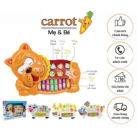 Đồ Chơi Đàn Piano Cho Bé Pikaboo Cao Cấp, Hình Thỏ - Cún Chất Lượng An Toàn Cho Bé, Có Nhạc Phát Sáng