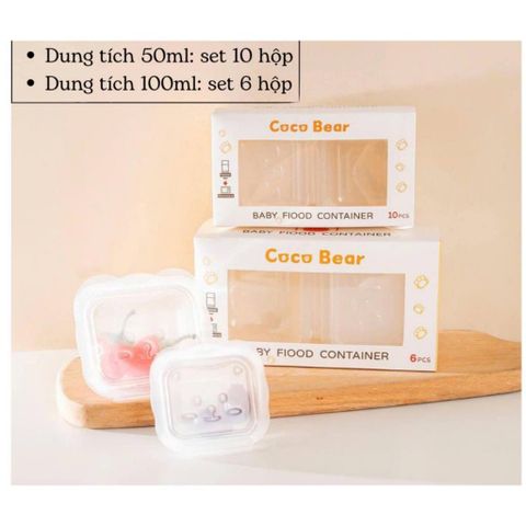 Set Hộp Trữ Đông Ăn Dặm Coco Bear Chịu Nhiệt, 50ml, 100m