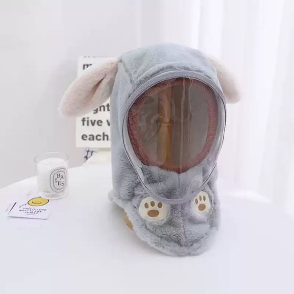 Mũ Len Lông Cừu Trùm Đầu Có Kính Chắn Gió Chống Bụi Cho Bé Trai Bé Gái, Kính Có Thể Tháo Rời