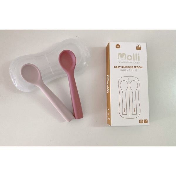 Set 2 Thìa Silicon Molli, Không BPA, An Toàn Cho Bé
