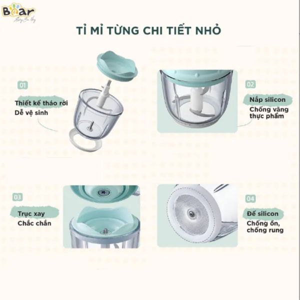 Máy Xay Ăn Dặm BEAR 0.6L GR-B06V1, Máy Xay Gia Vị Nấu Ăn, Xay Thịt