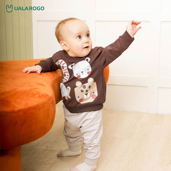 Bộ Dài Tay Nỉ Chéo Ualarogo UR3640 Cho Bé Gái Và Bé Trai