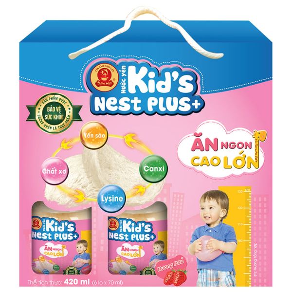 Nước Yến Kid's Nest Plus - Bé Biếng Ăn, Phát Triển Chiều Cao - Lốc 6 Hộp