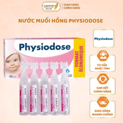 Nước Muối Sinh Lý Physiodose Vệ Sinh Tai, Mũi, Mắt Cho Bé Hộp 40 Ống x 5ML