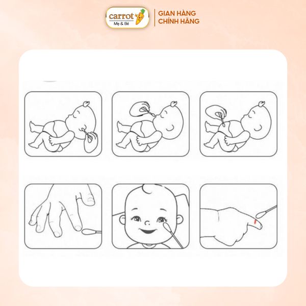 Tăm Bông Thân Giấy Cho Bé Sơ Sinh V-Coool Hộp 200 Que