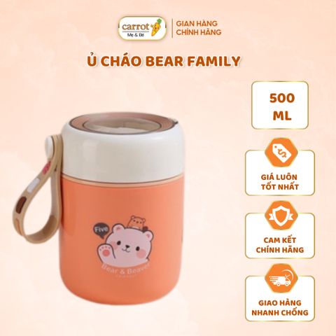 Bình Ủ Cháo Bear Family 500ML Có Kèm Theo Thìa