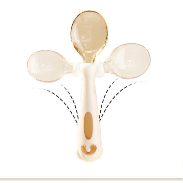 Sét Thìa Nĩa Màu Vàng Uốn Cong 360 Độ Kèm Hộp Đựng Cho Bé