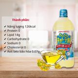 Dầu Hoa Cải Ajinomoto 1000G Nhật Bản, Dầu Ăn Hữu Cơ An Toàn Sức Khỏe (Chai)