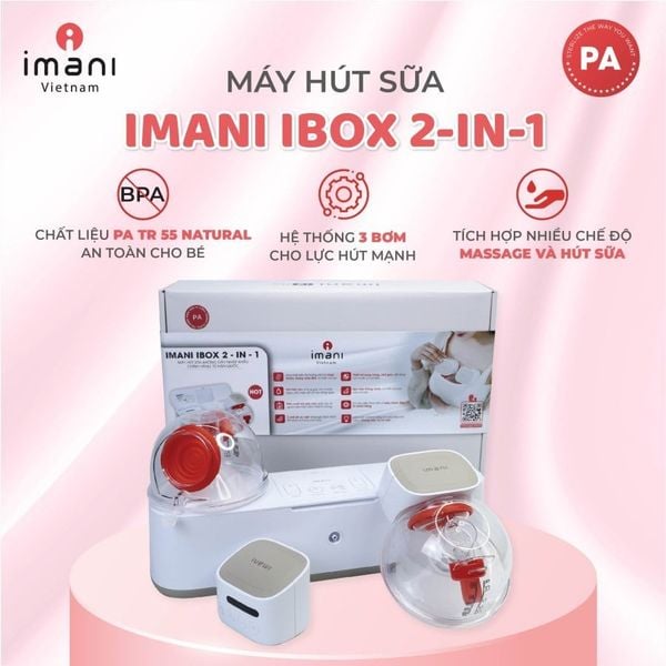 Máy Hút Sữa Không Dây Đôi Imani Ibox 2In1, 9 Chế Độ Hút Sữa Và 5 Chế Độ Massage