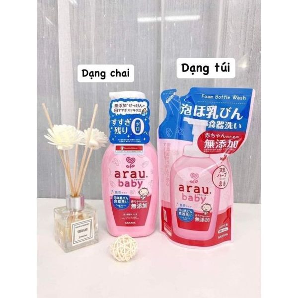 Nước Rửa Bình Sữa Arau Baby Của Nhật Dạng Chai 500ml Và Túi 450ml