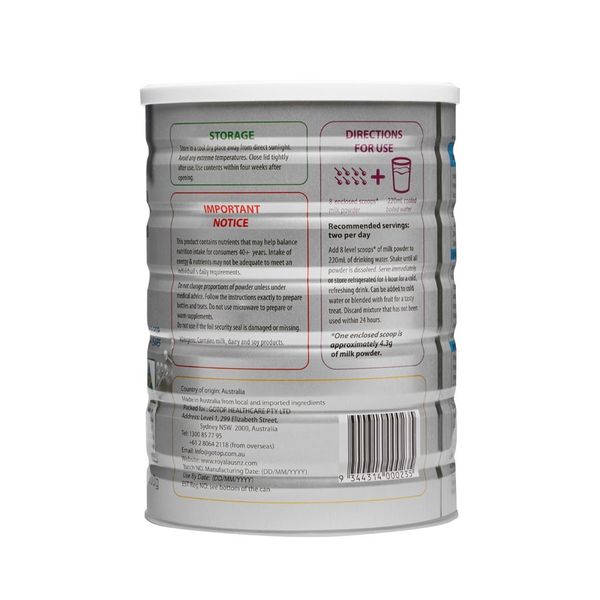 Sữa Dinh Dưỡng Hoàng Gia Royal AUSNZ Agedcare Formula 40 Tuổi+- 900G (Lon)