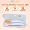 Set 2 Thìa Báo Nóng Hồng, Cam, Muỗng Ăn Dặm Cho Bé Kèm Hộp