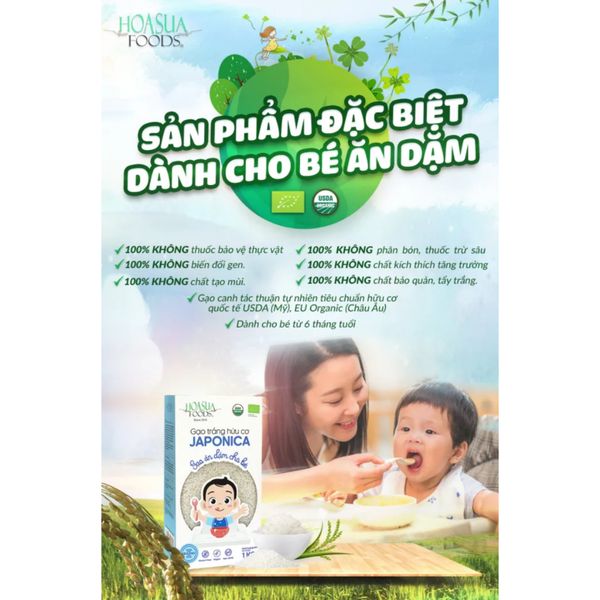 Gạo Trắng Hữu Cơ Japonica Hoa Sữa 1KG, Gạo Trắng Ăn Dặm Cho Bé Japonica