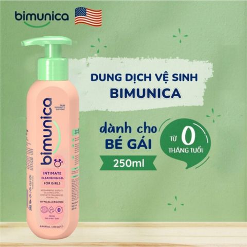 Dung Dịch Vệ Sinh Vùng Kính Bimunica Cho Bé Gái 250ML Từ Sơ Sinh Đến Dậy Thì