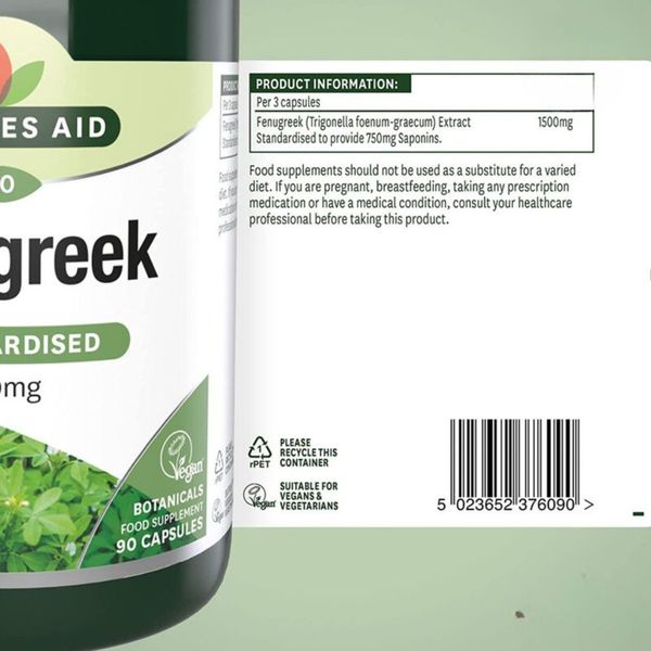 Viên Uống Lợi Sữa Cỏ Cà Ri Natures Aid Fenugreek 500mg, Anh 90 Viên