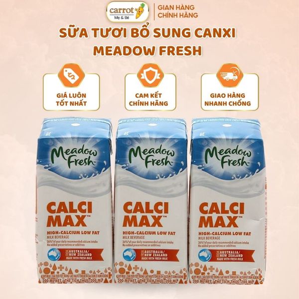 Sữa Tươi Tiệt Trùng Giàu Canxi Hữu Cơ Ít Béo Meadow Fresh [Lốc 3 hộp] - 200ML/Hộp - Sữa Bổ Sung Canxi Cho Bé