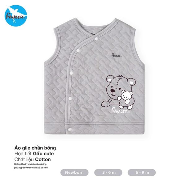 Áo Gile Trần Bông Avaler AV240135, Áo Gile Thu Đông Cài Chéo Cho Bé
