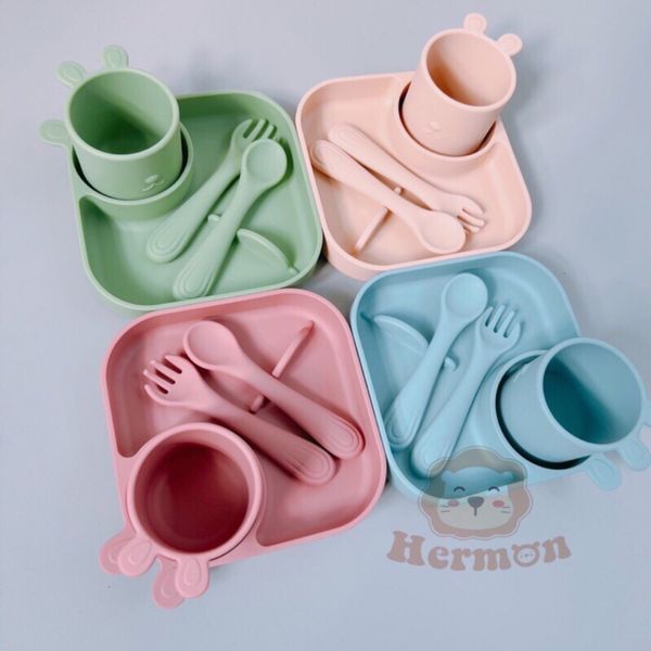 Set Ăn Dặm Silicon 4 Món Hermon HM2810 Tai Thỏ Cho Bé