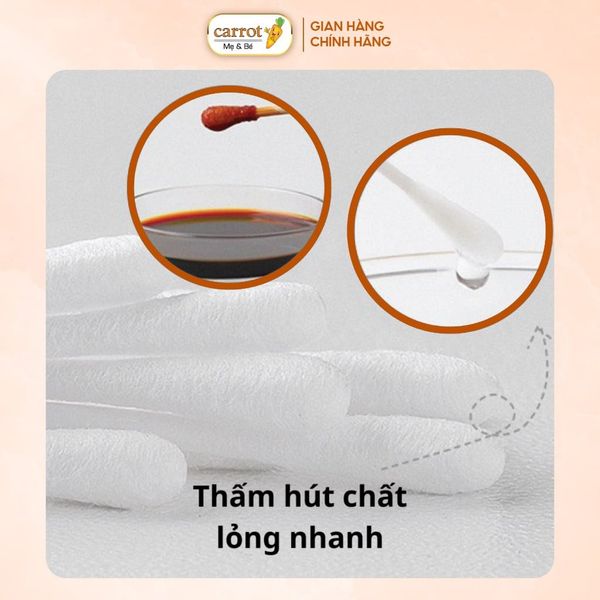 Tăm Bông Thân Giấy Cho Bé Sơ Sinh V-Coool Hộp 200 Que