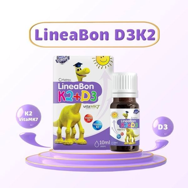 D3 K2 Lineabon Bổ Sung Vitamin D3 Cho Trẻ Sơ Sinh, Hấp Thụ Canxi Tăng Chiều Cao Cho Trẻ