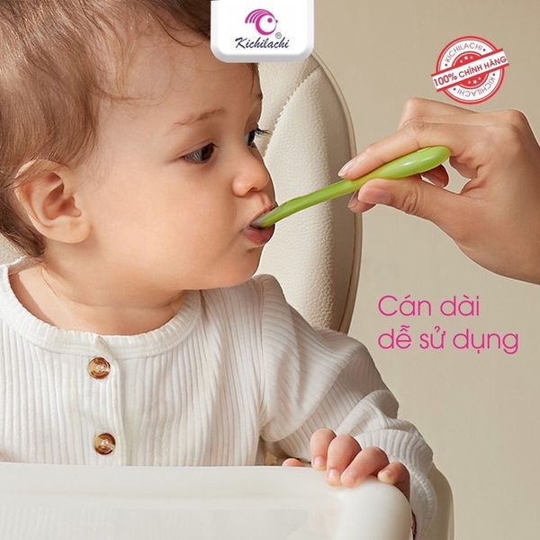 Set 2 Thìa Silicon Ăn Dặm Kichilachi, Thìa Ăn Dặm Cho Bé