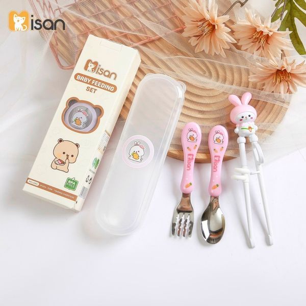 Sét Thìa Dĩa Đũa Misan Ăn Dặm Cho Bé - Kèm Hộp Đựng Tiện Lợi