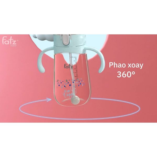 Bình Nước Fatzbaby FB0298BT-X PPSU Bật Hút Hai Tay Cầm 250ML Cho Bé 6M